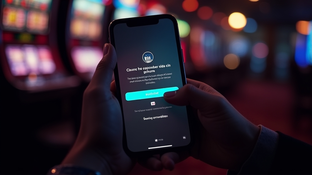Celular com tela de download seguro do app e ícones de verificação